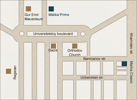 Карта Гостиницы Малика Прайм в Самарканде